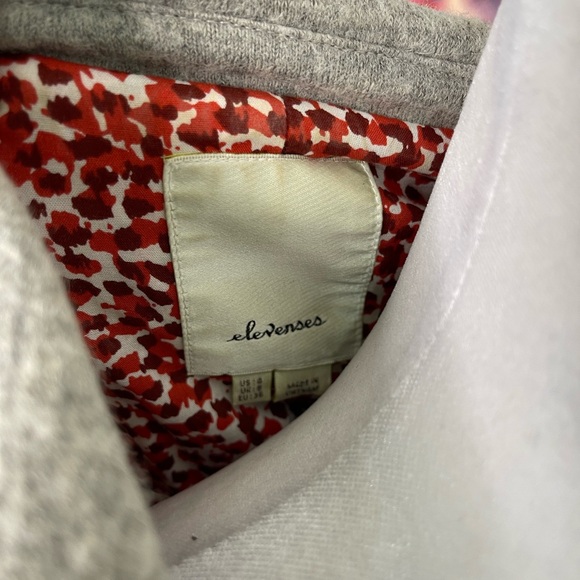 Anthropologie Elevenses Gray Pleated Collar Wool Career Office Blazer Sz US 4 - Picture 5 of 9